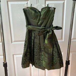 Olive green teen mini party dress
